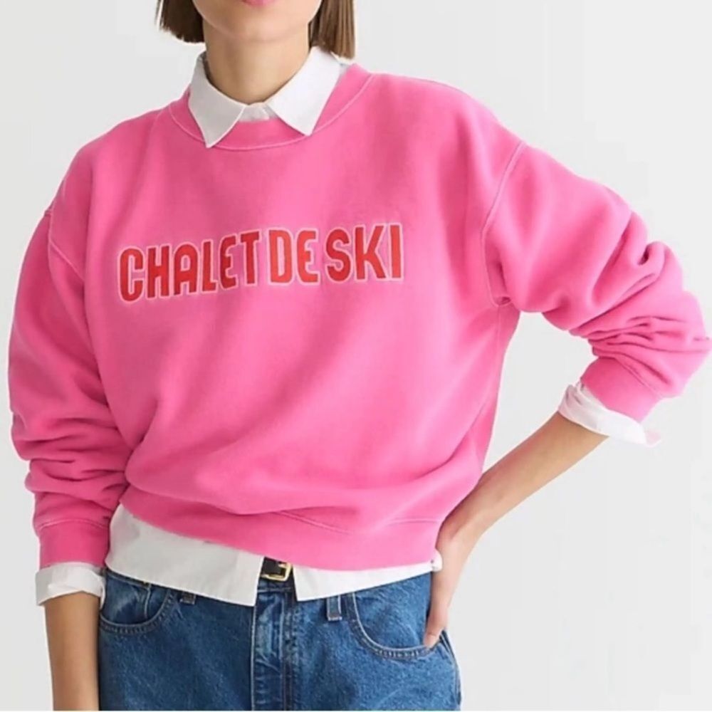 J Crew Heritage Fleece Chalet De Ski Graphic Sweatshirt
